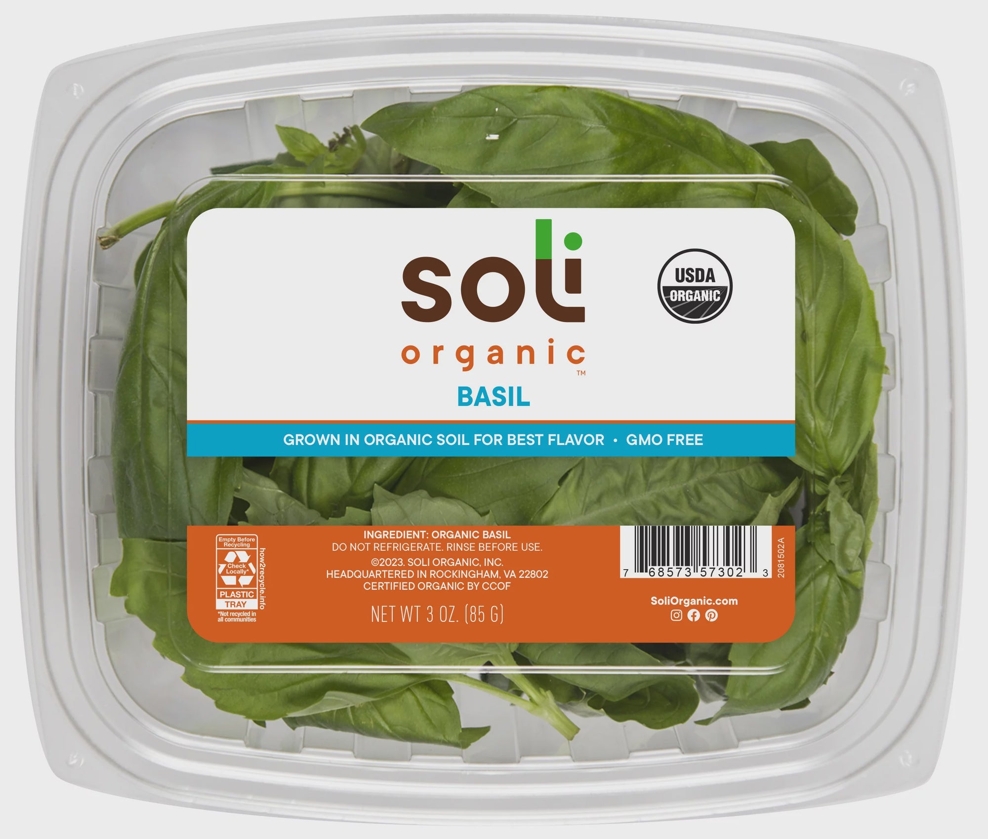 Soli Organic Basil 3.0oz