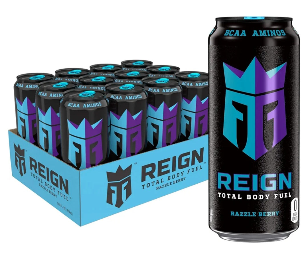 Reign Razzle Berry Energy Drink 16 oz x 12