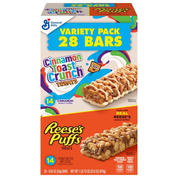 General Mills Cinnamon Toast Crunch\Reese's Puffs Treats Bars 28ct