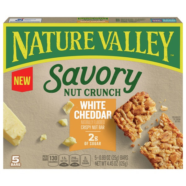 Nature Valley Savory Nut Crunch White Cheddar Crispy Nut Bar 5ct