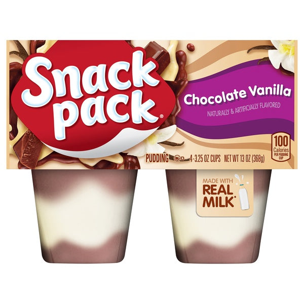 Snack Pack Chocolate Vanilla Pudding Cups 3.25oz x 4ct