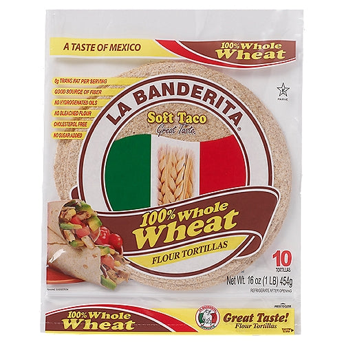 La Banderita Whole Wheat Flour Tortilla Wrap 10ct