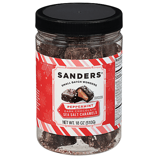 Sanders Peppermint Dark Chocolate Sea Salt Caramels 18oz