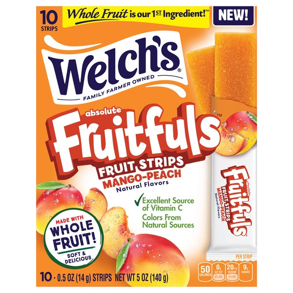 Welch's Absolute Fruitfuls Mango Peach Fruit Strips 10ct