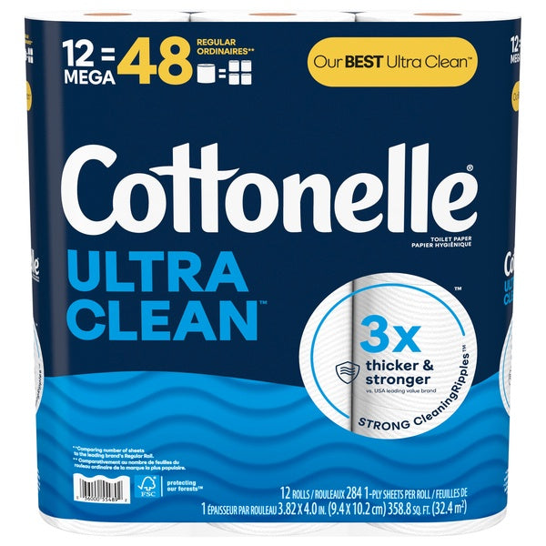 Cottonelle Ultra Clean Mega Rolls Toilet Paper 12ct