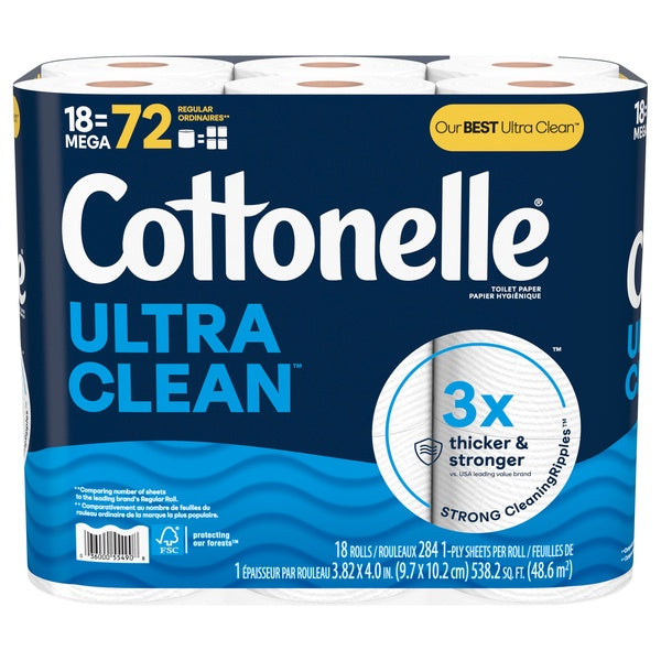 Cottonelle Ultra Clean Mega Rolls Toilet Paper 18ct