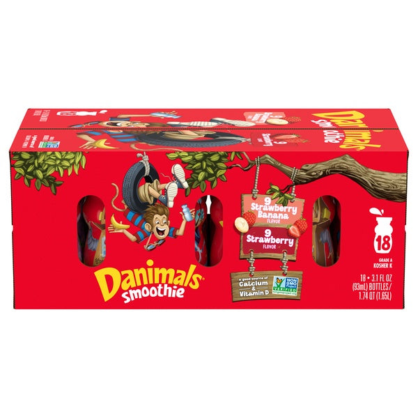 Dannon Danimals Strawberry Banana/Strawberry Smoothie Bottles 18ct