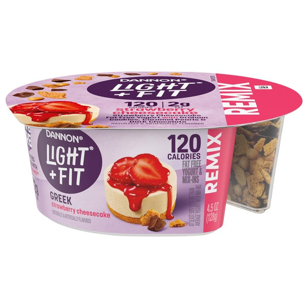 Dannon Remix Light & Fit Greek Strawberry Cheesecake Yogurt & Mix-Ins 4.5oz