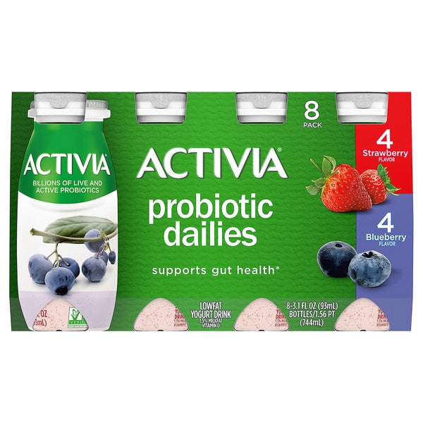 Dannon Activia Probiotic Dailies Strawberry/Blueberry Yogurt Drink 8ct