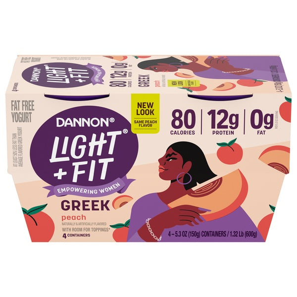 Dannon Light & Fit Peach Greek Yogurt Cups 5.3oz x 4ct