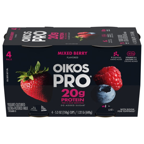 Dannon Oikos Pro Mixed Berry Yogurt Cups 5.3oz x 4