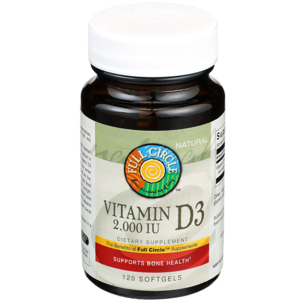 Full Circle 2000IU Vitamin D3 Softgels 120ct