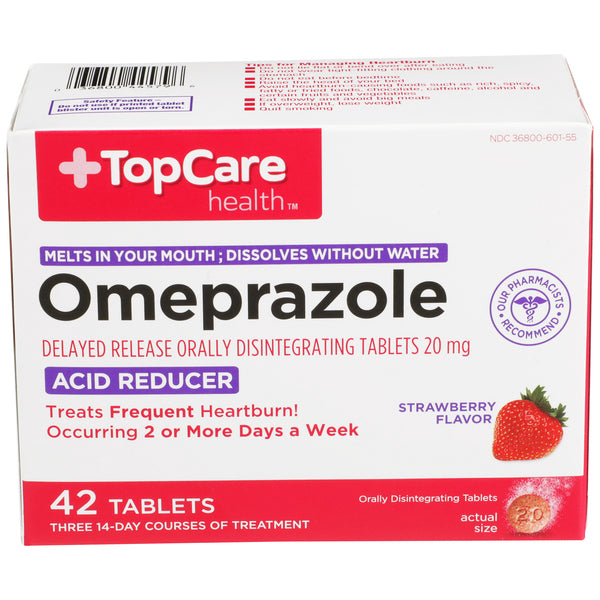 TopCare Omeprazole Strawberry Flavor Acid Reducer Tablets 20mg 42ct