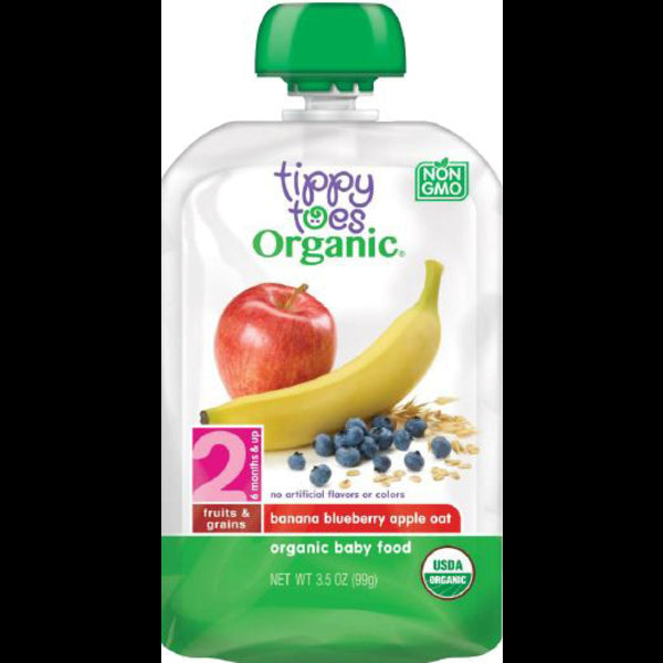 Tippy Toes Banana Blueberry Apple Oat Food Pouch 3.5oz