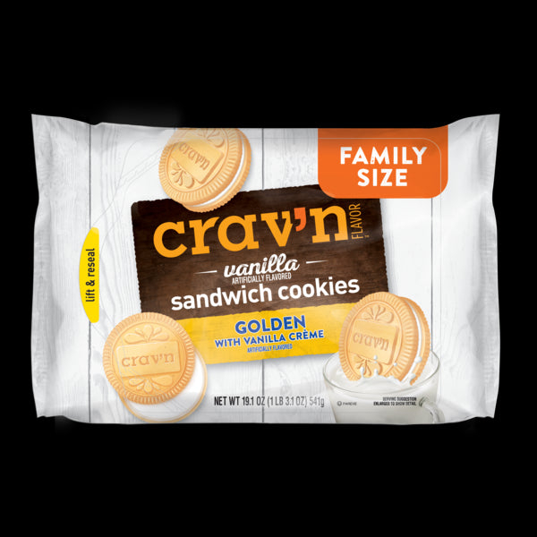 Crav'n Golden Vanilla Sandwich Cookies with Vanilla Creme 19.1oz