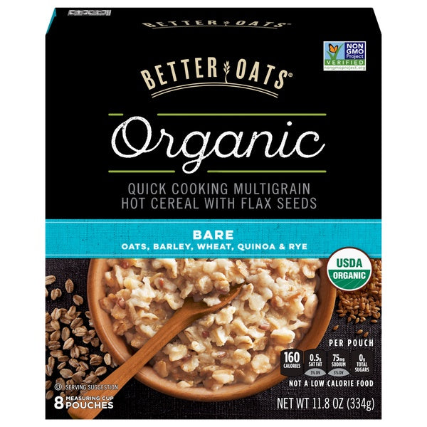 Better Oats Organic Bare Quick Cooking Multigrain Hot Cereal 8ct