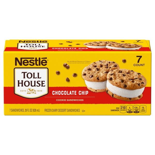 Nestle Toll House Chocolate Chip cookie Ice Cream Sandwich 7ct