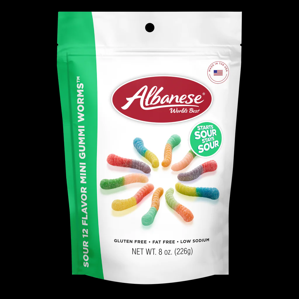 Albanese Sour 12 Flavor Mini Gummi Worms 3.5oz