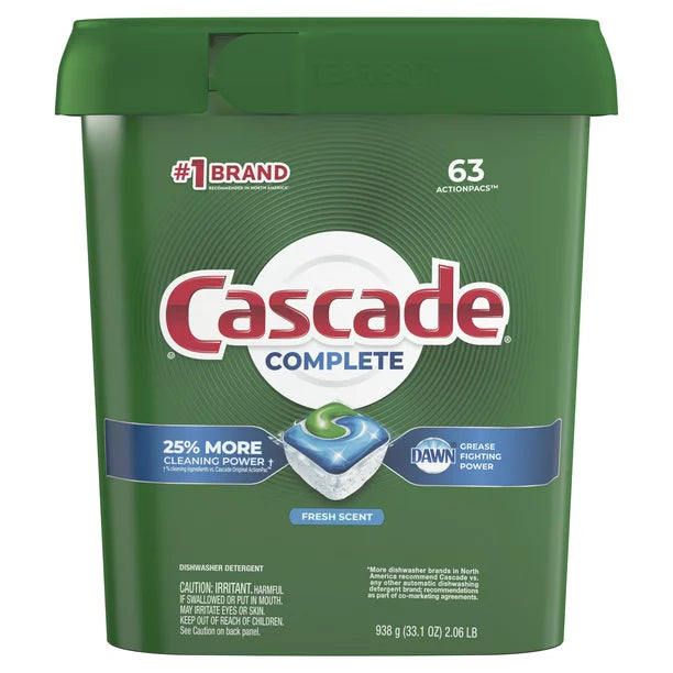 Cascade Complete  Fresh Scent Actionpacs With Dawn 63ct