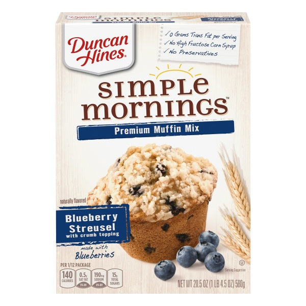 Duncan Hines Simple Mornings Blueberry Streusel Premium Muffin Mix 20.5oz