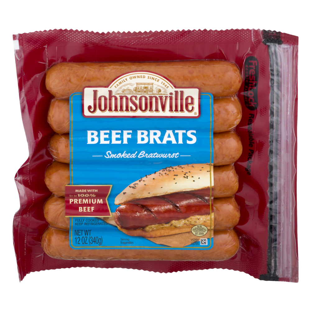 Johnsonville Beef Brats Smoked Bratwurst 12oz