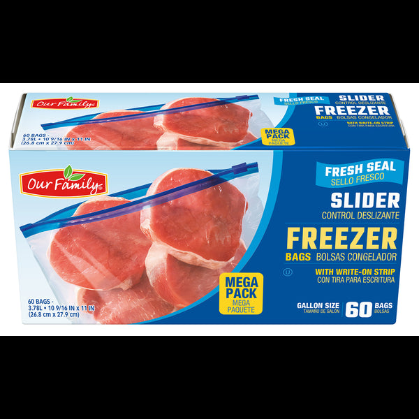 Our Family Gallon Slider Freezer Bags 60ct