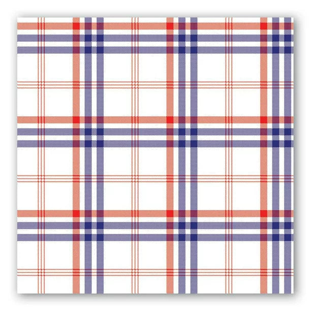 Michel Design Works Blue and Red Plaid Cocktail Napkins 20ct