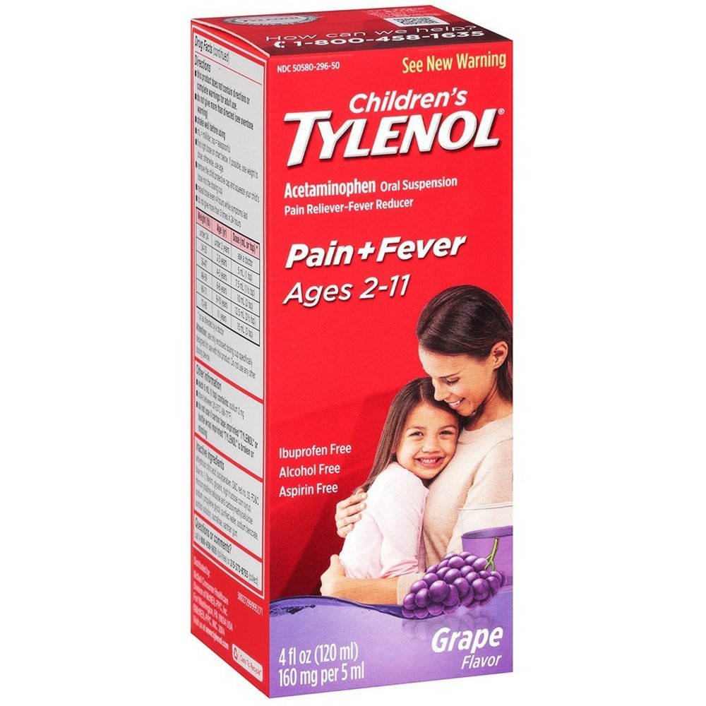 Tylenol Children's Grape Flavored Pain + Fever  Acetaminophen Medicine 4oz