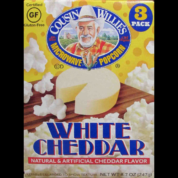 Cousin Willie's White Cheddar Microwave Popcorn 3ct