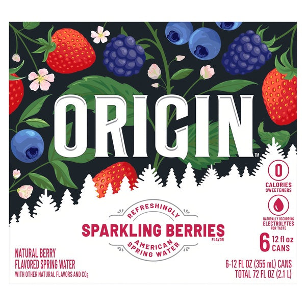 Origin Sparkling Berries Flavored Spring Water 6ct