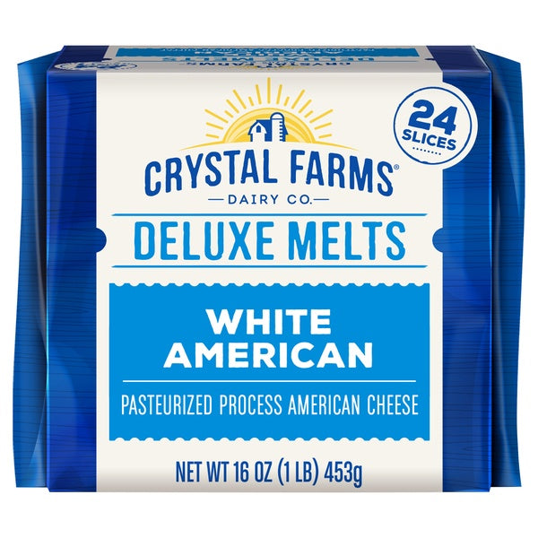 Crystal Farms Deluxe Melts White American Cheese Slices 24ct