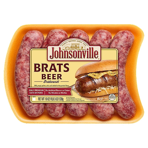 Johnsonville Raw Pork Beer Brats 19oz