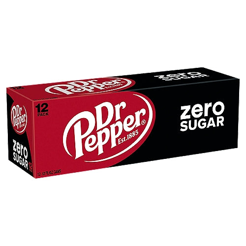 Dr Pepper Zero Soda Cans 12ct 12oz