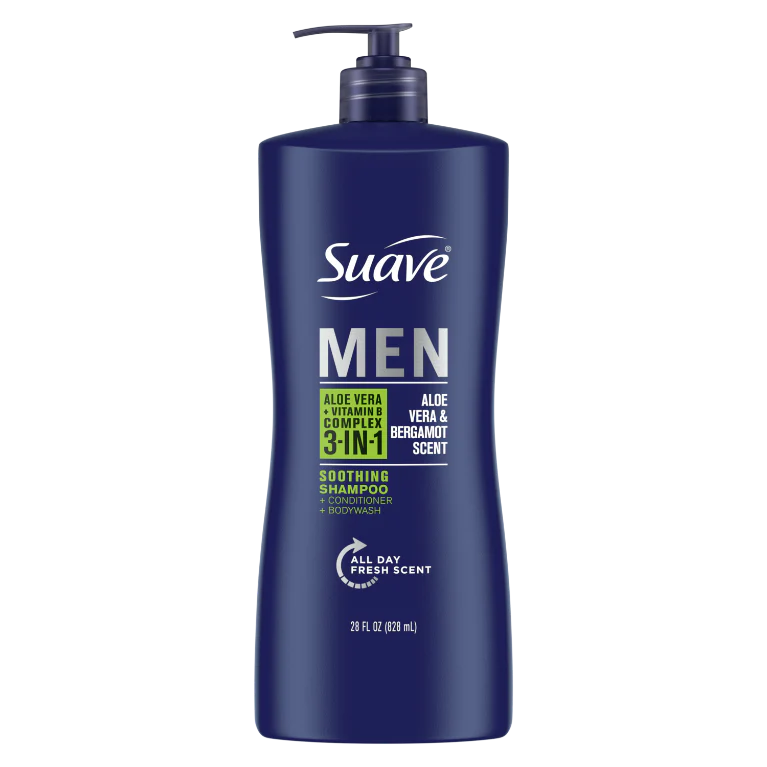 Suave Men Hydrating Aloe Vera 3-in-1 Body Wash 28fl oz