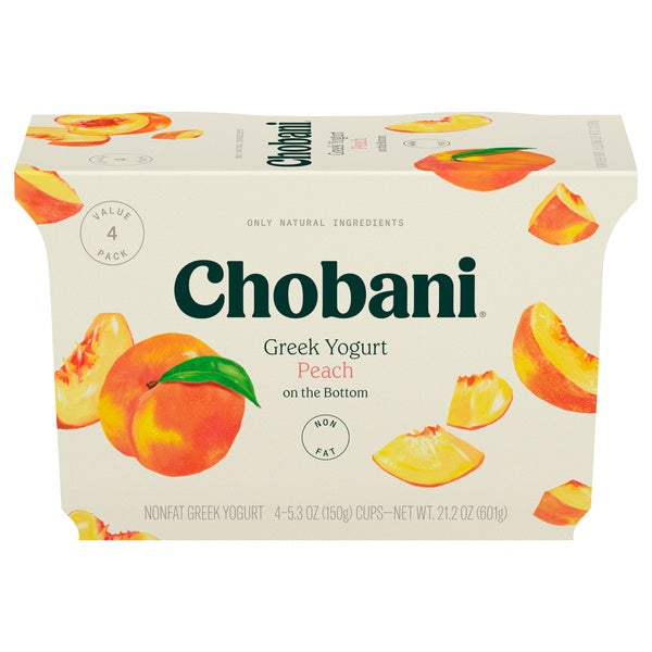 Chobani Peach Greek Yogurt Cups 5.3oz x 4ct