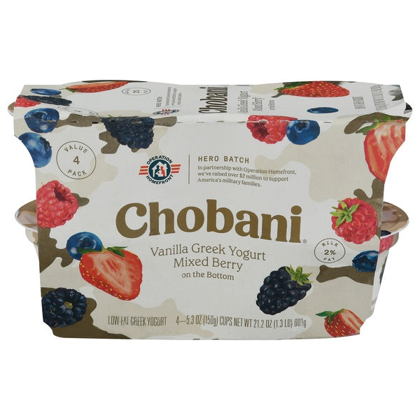 Chobani Mixed Berry Vanilla Greek Yogurt 5.3oz x 4ct