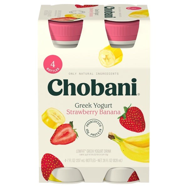 Chobani Strawberry Banana Greek Yogurt Drink  7fl oz x4