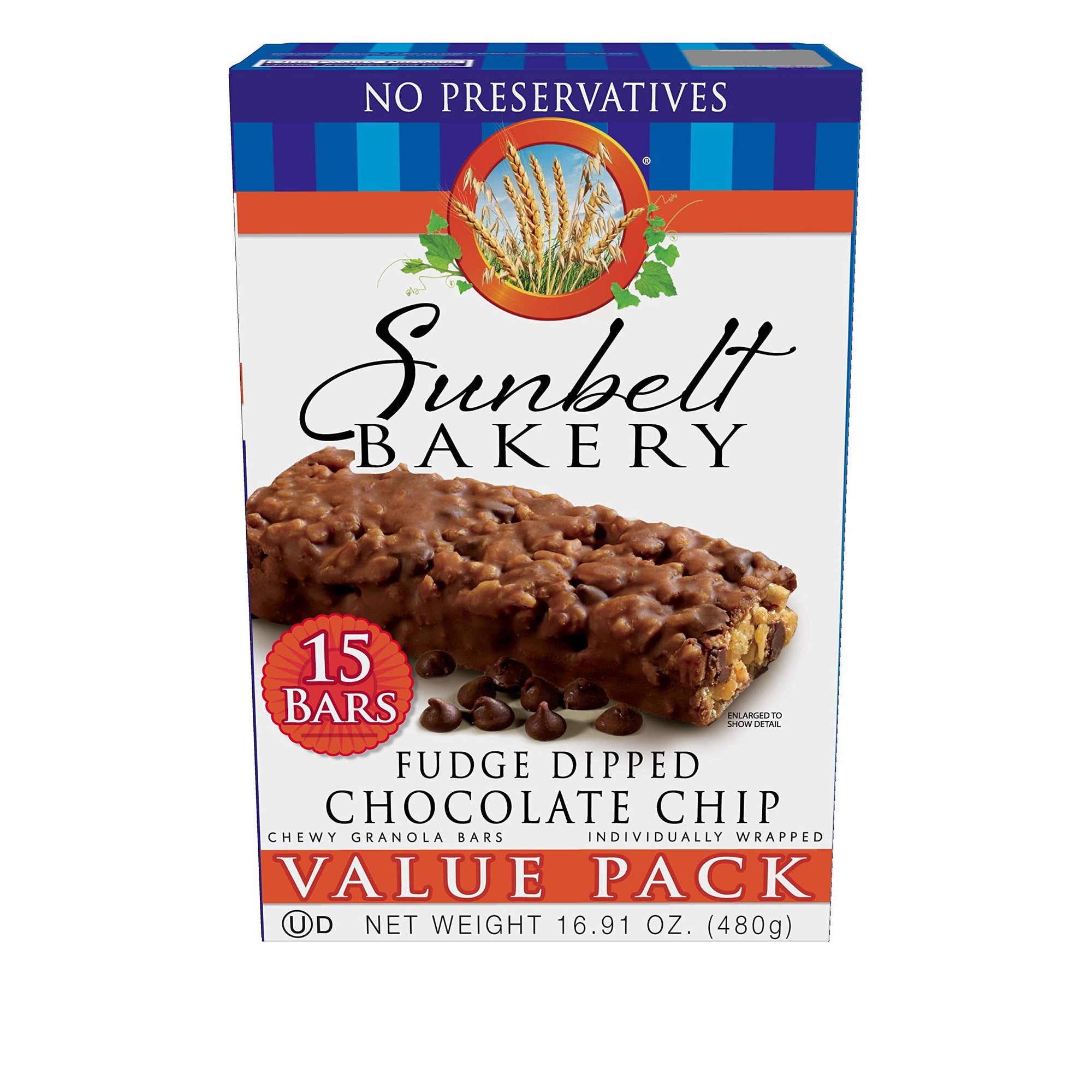 Sunbelt Fudge Dipped Chocolate Chip Granola Bars 16.91oz x 15