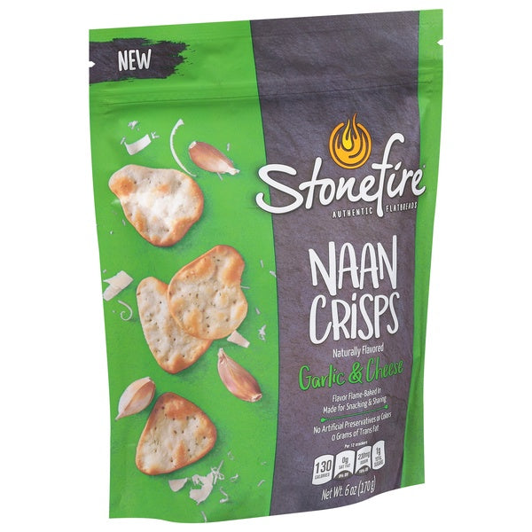 Stonefire Garlic & Cheese Naan Crisps 6oz