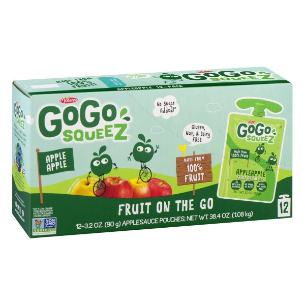 GoGo SqueeZ Apple Apple Applesauce Pouches 12ct