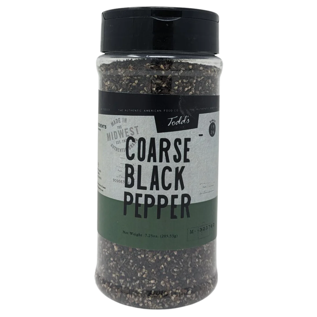 Todd's Premium Foods Black Pepper Coarse 12 Mesh 2.75oz