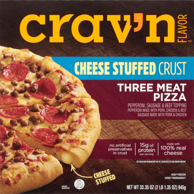 Crav'n Cheese Stuffed Crust Three Meat Pizza 33.35oz