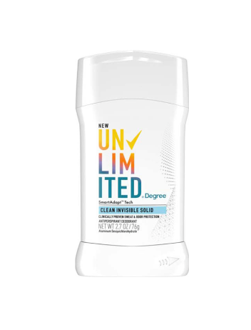 *Degree Unlimited Clean Invisible Solid Deodorant 2.7oz