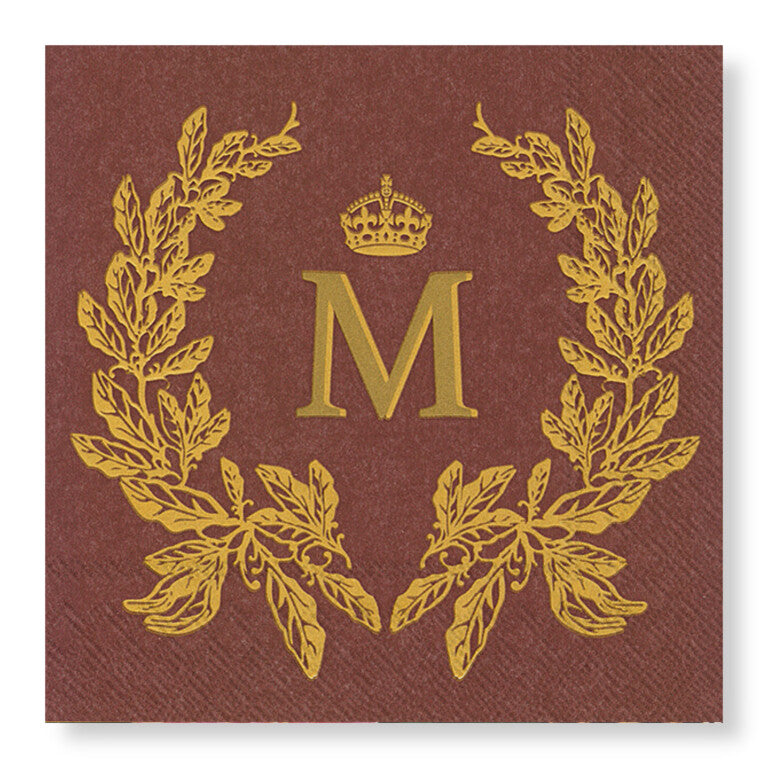 Manor Road Laurel Wreath Burnt Fig Luncheon Napkins 20ct