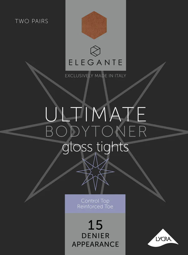 Elegante Ultimate Tivoli Bodytoner Tights with Gloss Leg Extra Large 2pk