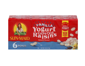 Sun-Maid Vanilla Yogurt Covered Raisins Individual Serving Box 1oz x 6