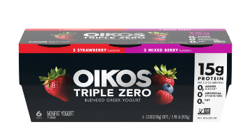 Oikos Triple Zero Strawberry & Mixed Berry Yogurt 5.3oz x 6