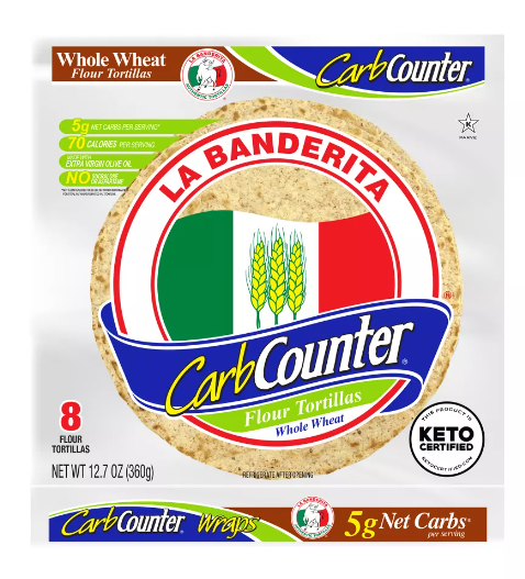 La Banderita Carb Counter Whole Wheat Tortilla Wrap 8ct