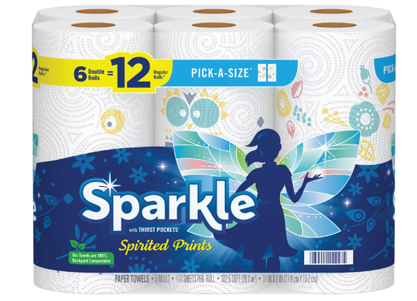 Sparkle Printed Pick-a-Size Double Roll Paper Towel 6ct