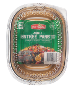 Our Family Small Entree Black & Gold Foil Pans 3ct